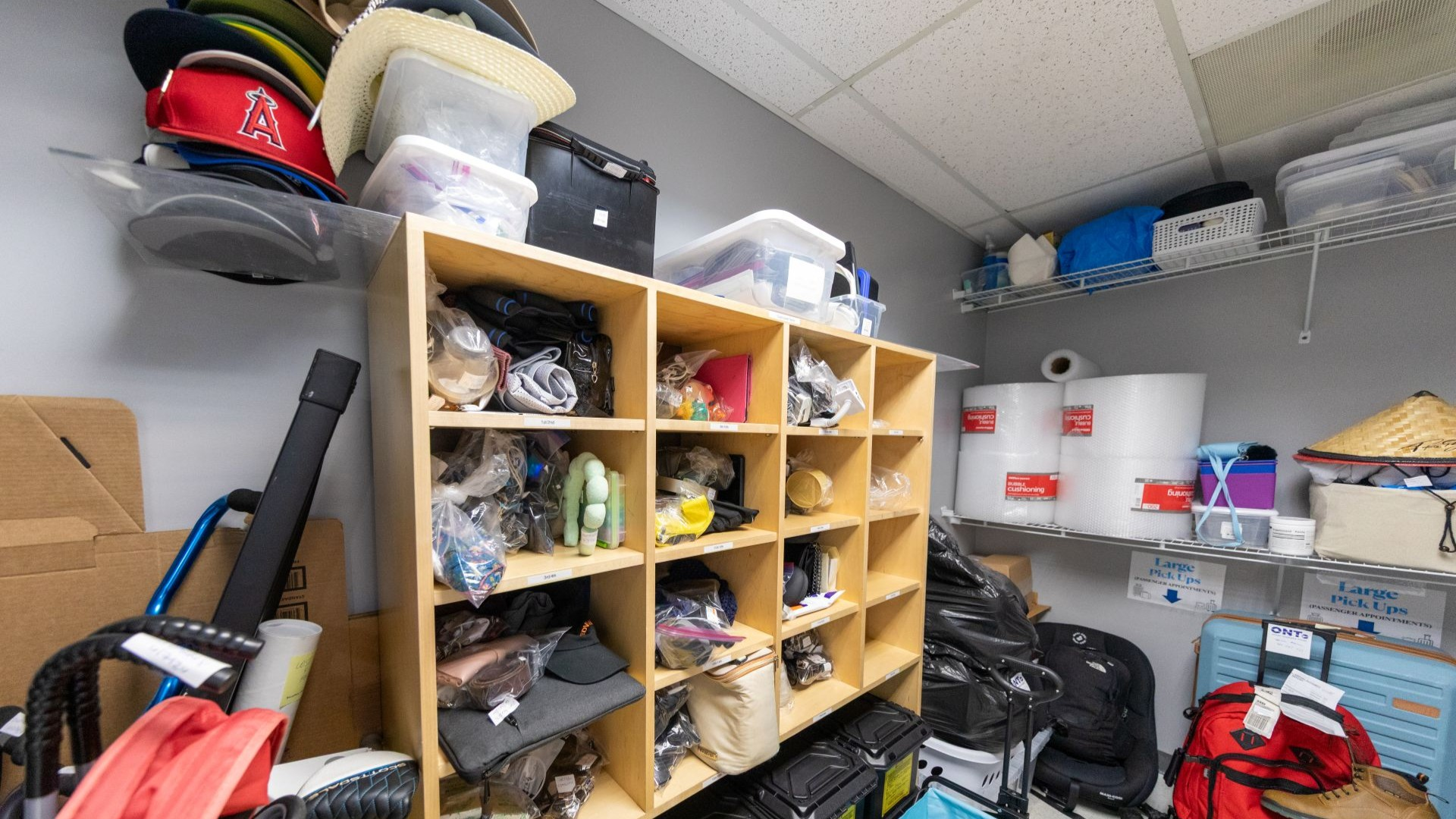 inside ONT lost and found storage closet