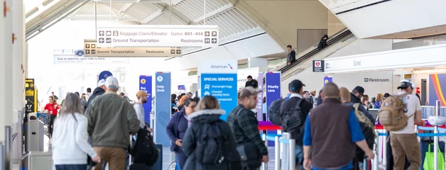 busy Ontario International Airpot checkin 
