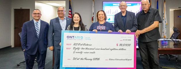 Officials with the Ontario International Airport Authority (OIAA) on Thursday presented a check for $82,918.99 to representatives of the USO