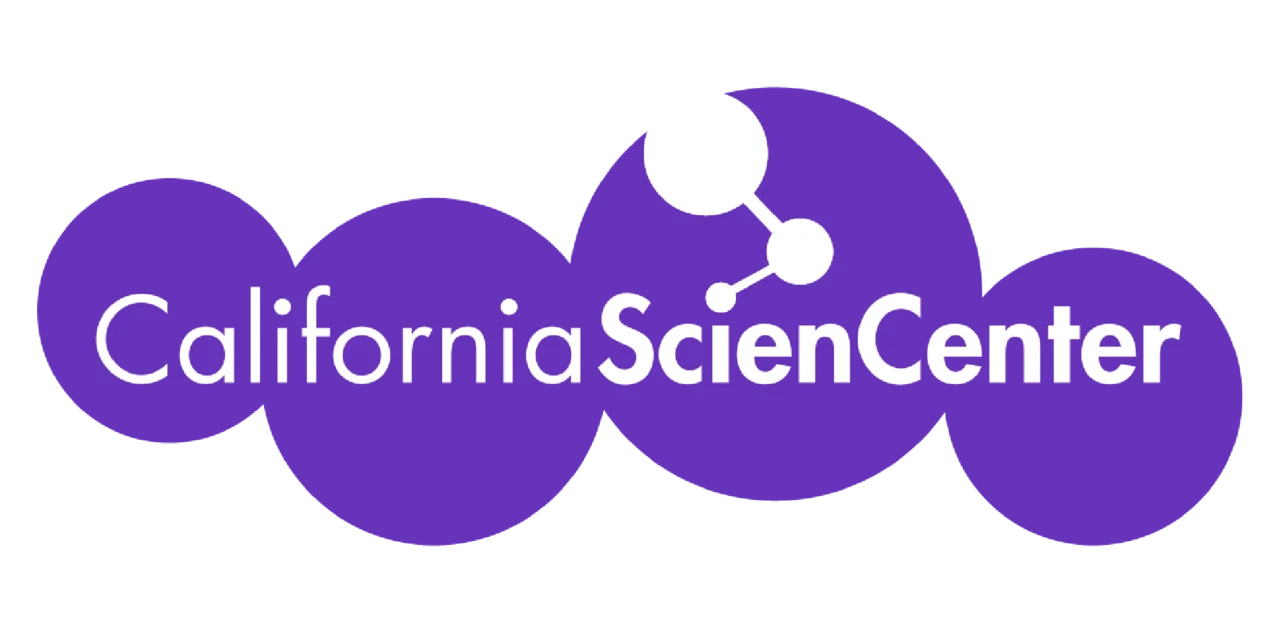 Purple logo of California Science Center with circular design elements.