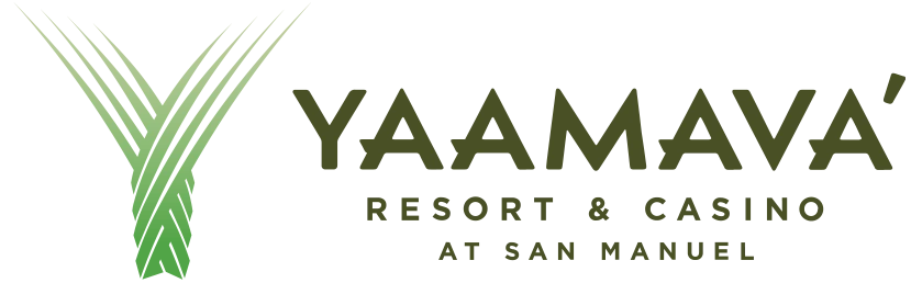 Green logo for Yaamava' Resort & Casino at San Manuel with stylized Y design.