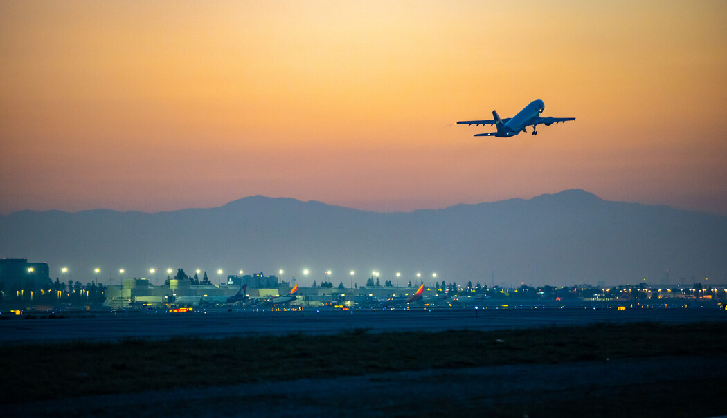 FedEx plane takes off at Ontario International Airport
